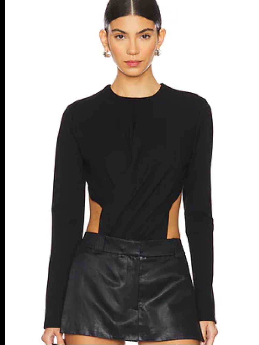 NWT NONchalant Label Elise Bodysuit in Black Long-Sleeve Cutout Bodysuit Sz S